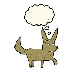 cartoon wild dog with thought bubble