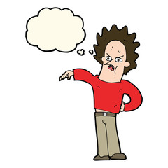 cartoon nasty boy with thought bubble