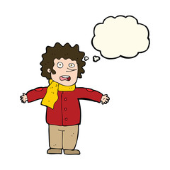 cartoon surprised man with thought bubble