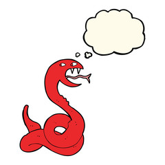cartoon hissing snake with thought bubble
