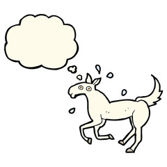 cartoon horse sweating with thought bubble