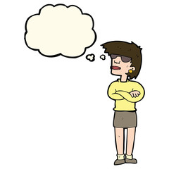 cartoon annoyed woman with thought bubble