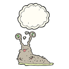 cartoon gross slug with thought bubble