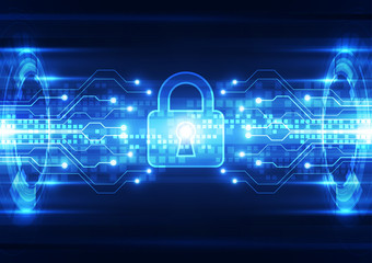 Abstract technology security on global network background, vector illustration
