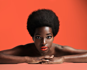 pretty african woman with a short afra