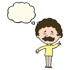 cartoon man with idea with thought bubble