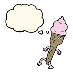 cartoon ice cream with thought bubble