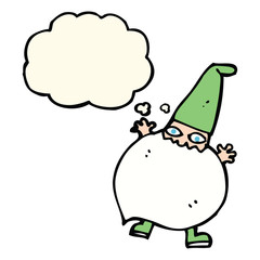 cartoon tiny santa with thought bubble