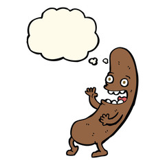 cartoon sausage with thought bubble