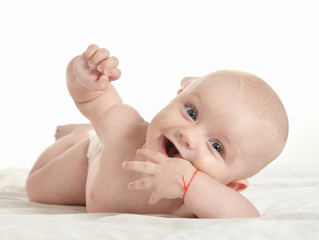 Adorable baby boy   on blanket