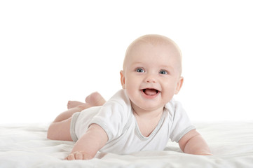 Adorable baby boy   on blanket