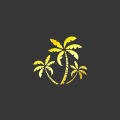 Fototapeta na wymiar gold palm tree tropic logo