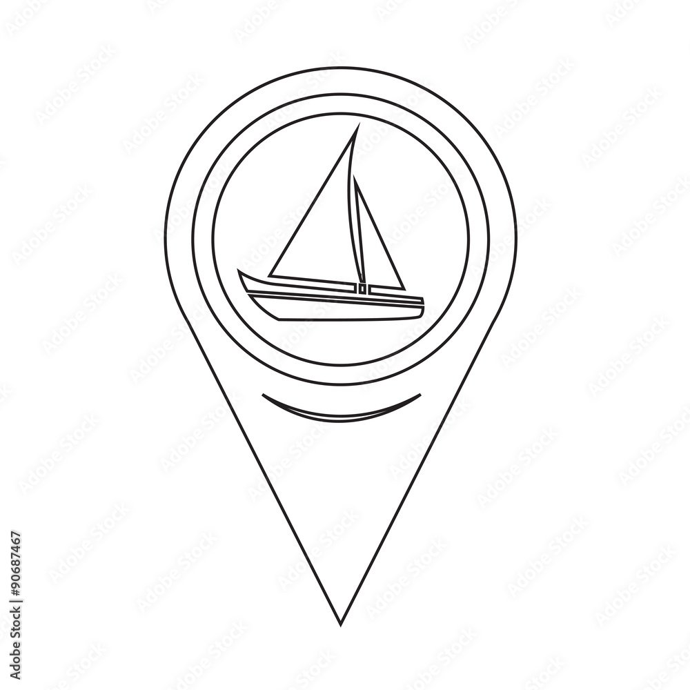 Poster map pointer sailing boat icon