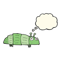 cartoon bug with thought bubble