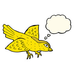 cartoon bird with thought bubble