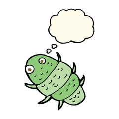 cartoon bug with thought bubble