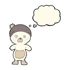 cartoon cute teddy bear with thought bubble