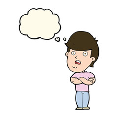 cartoon disappointed man with thought bubble