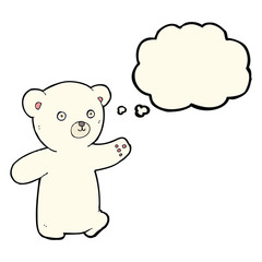 cartoon polar bear cub with thought bubble