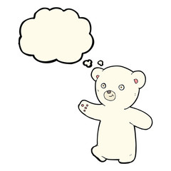 cartoon polar bear cub with thought bubble