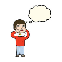 cartoon secret robot with thought bubble