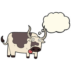 cartoon bull with thought bubble