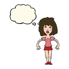 cartoon girl fight with thought bubble