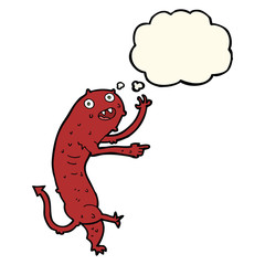 cartoon gross little monster with thought bubble