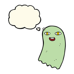 funny cartoon ghost with thought bubble