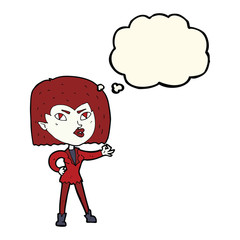 cartoon vampire girl with thought bubble