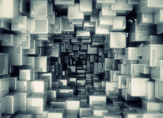 Abstract metallic 3d cubes