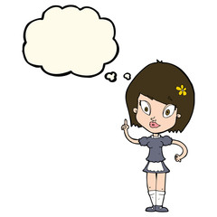 cartoon pretty maid with thought bubble