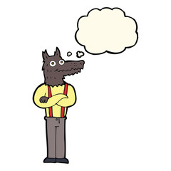 cartoon funny werewolf with thought bubble