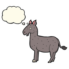 cartoon mule with thought bubble