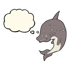 cartoon shark with thought bubble