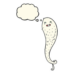 cartoon spooky ghost with thought bubble