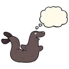 cartoon seal with thought bubble