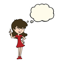 cartoon girl making point with thought bubble