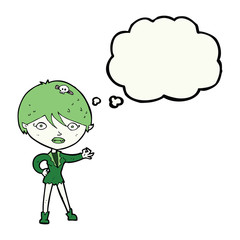 cartoon vampire girl with thought bubble