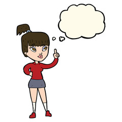 cartoon attractive girl with idea with thought bubble