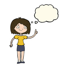 cartoon woman with idea with thought bubble