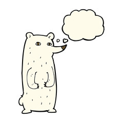 funny cartoon polar bear with thought bubble