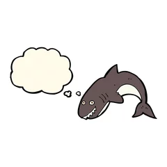 Zelfklevend Fotobehang cartoon shark with thought bubble © lineartestpilot