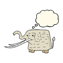 cartoon woolly mammoth with thought bubble