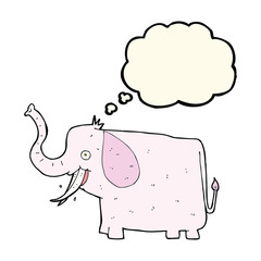 cartoon happy elephant with thought bubble