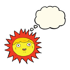 sun cartoon character with thought bubble