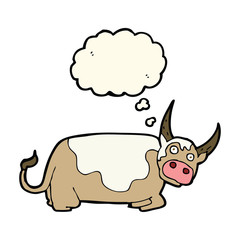 cartoon bull with thought bubble