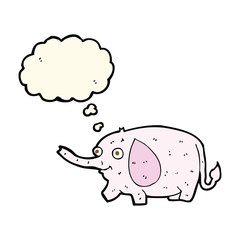 cartoon funny little elephant with thought bubble