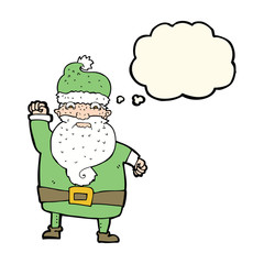 cartoon angry santa claus with thought bubble