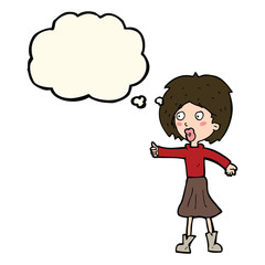 cartoon woman  with thought bubble